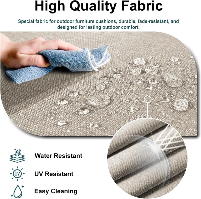 Alt view image 6 of 7 - 60 x 40 Inch 4InchThick Porch Swing Replacement Cushion, Khaki WaterRepellent Oxford Fabric with Backrest, for 23Seat Patio Swings Gliders and Garden Benches