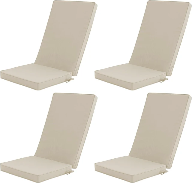 Main image of Set of 4 Adirondack Chair Outdoor Cushions, Cream Removable MachineWashable Covers, WaterRepellent Fabric with NonSlip Base and Fastening Straps, Universal Fit for Patio Rocking Chairs
