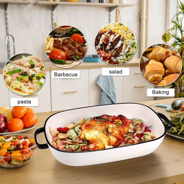 Alt view image 2 of 7 - 6 Quart Large Rectangular Ceramic Baking Dish, 16 x 11 Inch Deep Casserole Pan, Heat Resistant Glazed Bakeware, Safe for Oven Microwave Freezer Dishwasher for Daily Cooking and Party Serving
