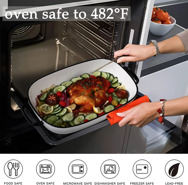 Alt view image 6 of 7 - 6 Quart Large Rectangular Ceramic Baking Dish, 16 x 11 Inch Deep Casserole Pan, Heat Resistant Glazed Bakeware, Safe for Oven Microwave Freezer Dishwasher for Daily Cooking and Party Serving