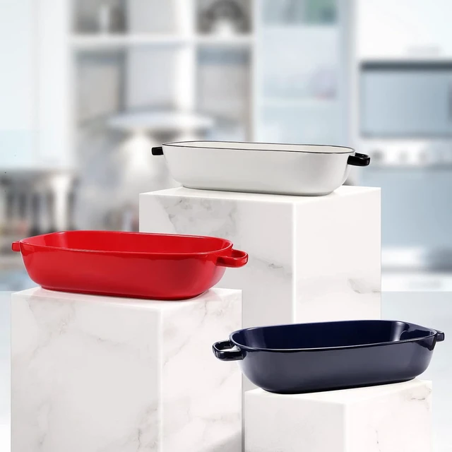 Alt view image 7 of 7 - 6 Quart Large Rectangular Ceramic Baking Dish, 16 x 11 Inch Deep Casserole Pan, Heat Resistant Glazed Bakeware, Safe for Oven Microwave Freezer Dishwasher for Daily Cooking and Party Serving