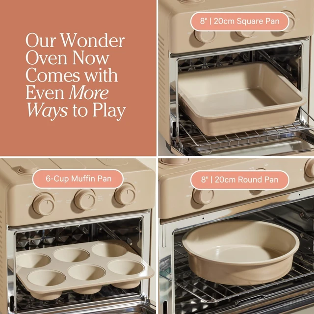 Alt view image 2 of 6 - 3 Piece Nonstick Ceramic Baking Pan Set, Oven Safe Bakeware Kit Includes 8 Inch Round Pan, 8 Inch Square Pan and 6-Cup Muffin Pan, Toxin-Free Even Heating Kitchen Baking Tools