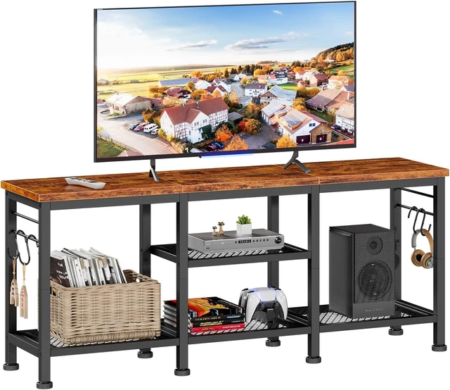 Main image of 55 Inch TV Stand Entertainment Center, Rustic Media Console Table with Open Storage Shelves and Soundbar Shelf, Sturdy Metal Frame Television Cabinet for Living Room Bedroom Office
