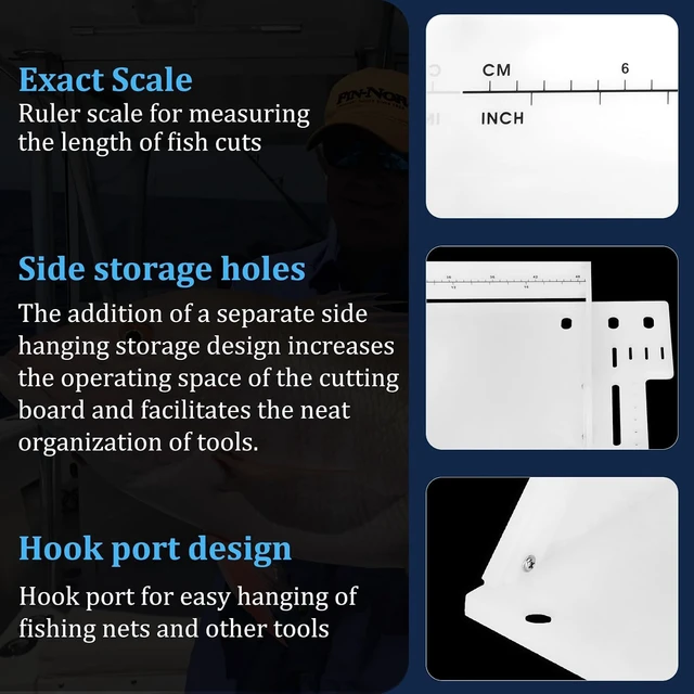 Alt view image 4 of 7 - 25.1 x 13 Inch Boat Cutting Board, 360° Adjustable Marine Fish Fillet Table with Tool Slots, Drainage Design, Non Slip Fish Pad and Fish Lip Gripper Pliers, Multifunctional Boat Cleaning Station