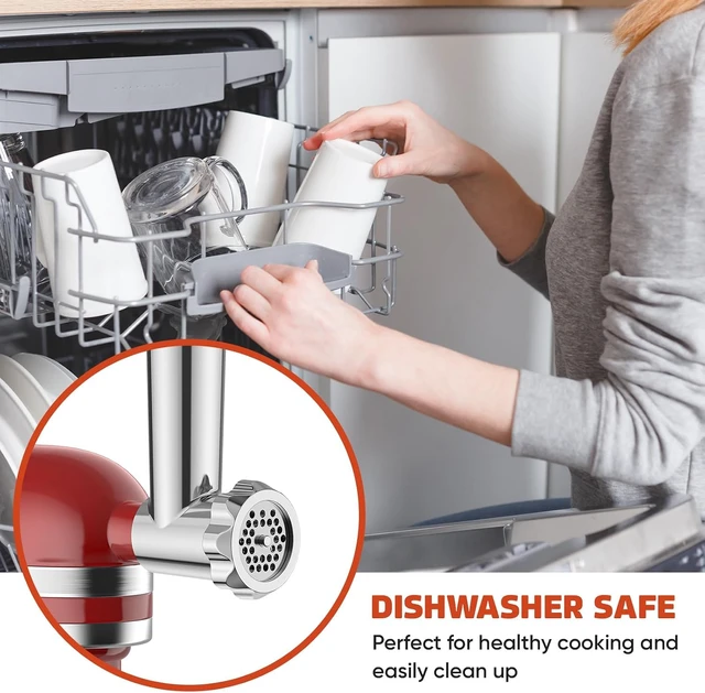 Alt view image 6 of 7 - Stainless Steel Meat Grinder Attachment for Stand Mixers, Multifunctional Kitchen Processor with Burger Press, Sausage Stuffer Tubes and Grinding Accessories for Home Food Prep