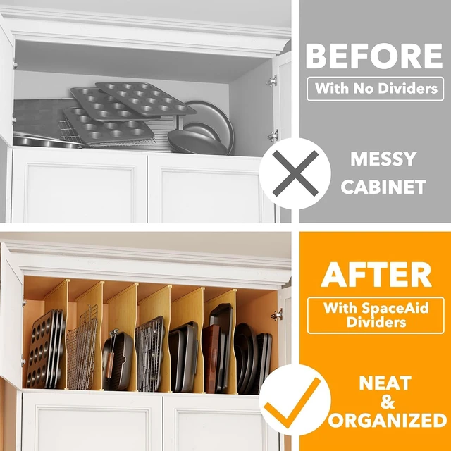 Alt view image 2 of 7 - 6 Pack Pressboard Cabinet Tray Dividers, Vertical Adjustable Bakeware Organizer, Sturdy Kitchen Storage Separators for Baking Sheets Cutting Boards Pans Pantry Cabinet Organization