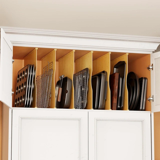 Main image of 6 Pack Pressboard Cabinet Tray Dividers, Vertical Adjustable Bakeware Organizer, Sturdy Kitchen Storage Separators for Baking Sheets Cutting Boards Pans Pantry Cabinet Organization