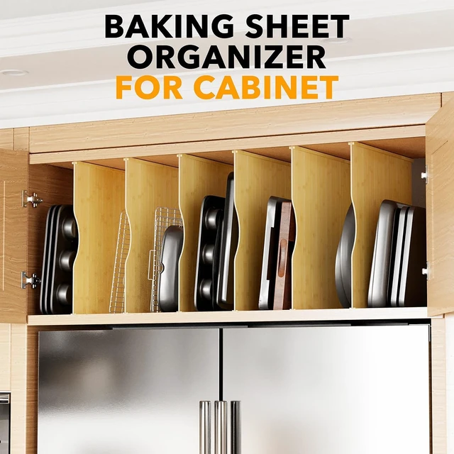 Alt view image 6 of 7 - 6 Pack Pressboard Cabinet Tray Dividers, Vertical Adjustable Bakeware Organizer, Sturdy Kitchen Storage Separators for Baking Sheets Cutting Boards Pans Pantry Cabinet Organization