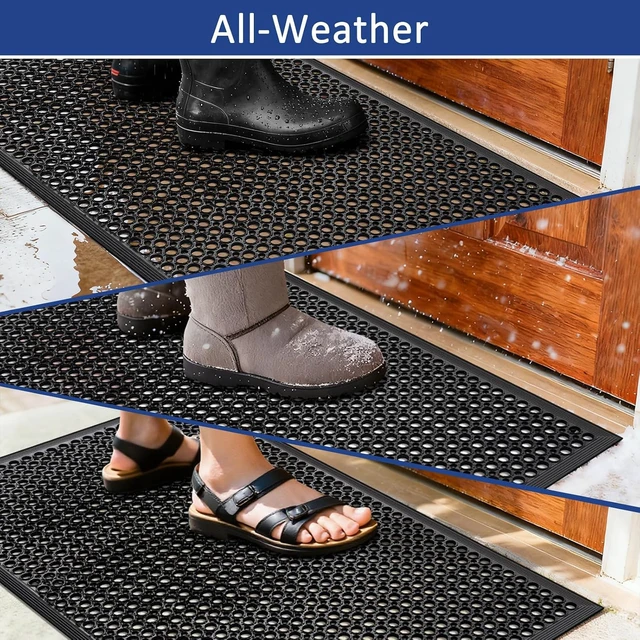 Alt view image 3 of 6 - 2 Pack 36 x 60 Inch Heavy Duty Rubber Drainage Mats, Non Slip Anti Fatigue Waterproof Grease Resistant Floor Mats, Indoor Outdoor Safety Utility Pads for Kitchen Restaurant Bar Garage