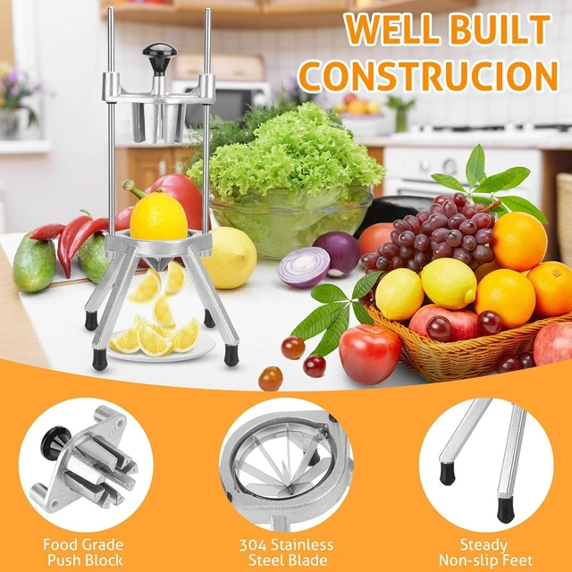 Alt view image 3 of 6 - 8-Wedge Citrus Cutter Slicer, Heavy Duty Aluminum Alloy Lemon Lime Wedger with Stainless Steel Blades, Precision Fruit Vegetable Cutting Tool for Home Kitchen Commercial Food Prep