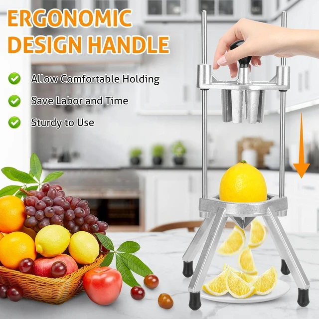 Alt view image 4 of 6 - 8-Wedge Citrus Cutter Slicer, Heavy Duty Aluminum Alloy Lemon Lime Wedger with Stainless Steel Blades, Precision Fruit Vegetable Cutting Tool for Home Kitchen Commercial Food Prep