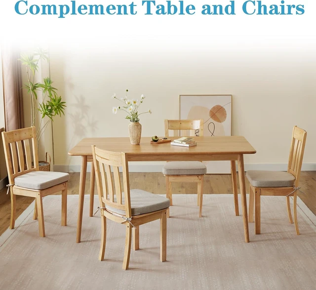 Alt view image 6 of 6 - Set of 6 Dining Chair Cushions, 17 x 16 x 2 Inch D-Shaped Non Slip Kitchen Chair Pads with Ties, Soft Breathable Removable Washable Seat Cushions for Indoor Home Kitchen Dining Chairs, Beige
