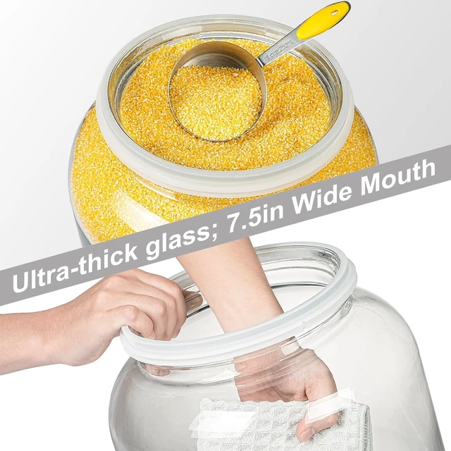 Alt view image 3 of 6 - 5.5 Gallon Large Glass Storage Jar with Lid, 7.5 Inch Super Wide Mouth Heavy Duty Glass Canister, 21000ml Food Grade Transparent Container for Flour Rice Dog Food Pantry Kitchen Storage