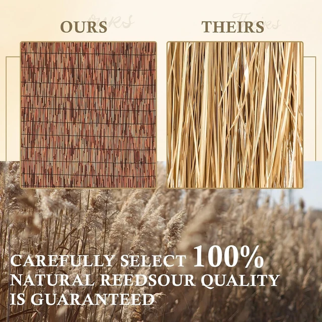 Alt view image 5 of 7 - 6FT x 16.4FT Natural Reed Fencing Roll, Brown Bamboo Privacy Fence Screen, UV Protection Wind Blocking Sun Shade Cover, Heat Insulation Woven Barrier for Patio Balcony Yard Garden Wall Decor