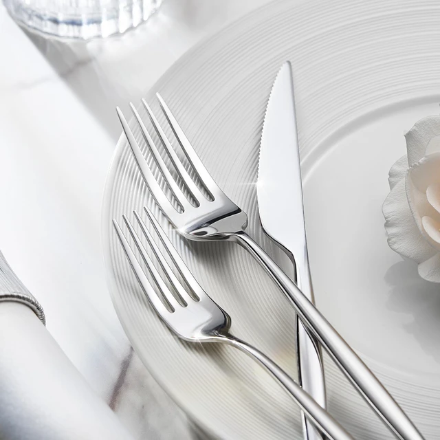 Alt view image 5 of 7 - 60 Piece 18/10 Stainless Steel Flatware Set, Mirror Polished Service for 12, Rust Resistant Dishwasher Safe Silverware Utensils for Home Restaurant Wedding