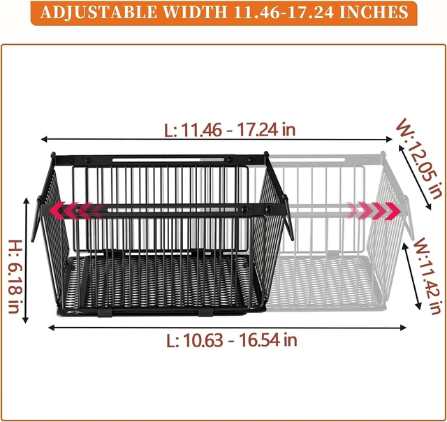Alt view image 7 of 7 - 6 Pack Expandable Freezer Organizer Bins, Stackable Reinforced Metal Storage Baskets with Leak-Proof Mesh Bottom, Adjustable Storage Bins for 10-20 Cu.Ft Freezer Cabinet Bathroom