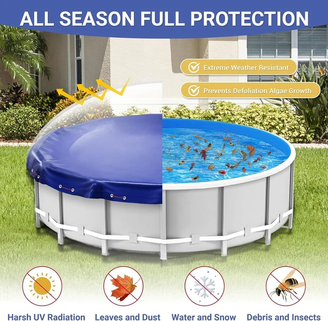 Alt view image 2 of 6 - 21 FT Round Winter Pool Cover for Above Ground Pools, Ultra Thick UV & Cold Resistant (Down to -10°F), Durable Above-Ground Pool Cover with Steel-Core Cable