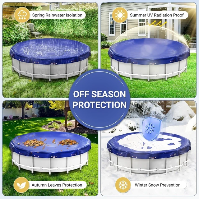 Alt view image 3 of 6 - 21 FT Round Winter Pool Cover for Above Ground Pools, Ultra Thick UV & Cold Resistant (Down to -10°F), Durable Above-Ground Pool Cover with Steel-Core Cable