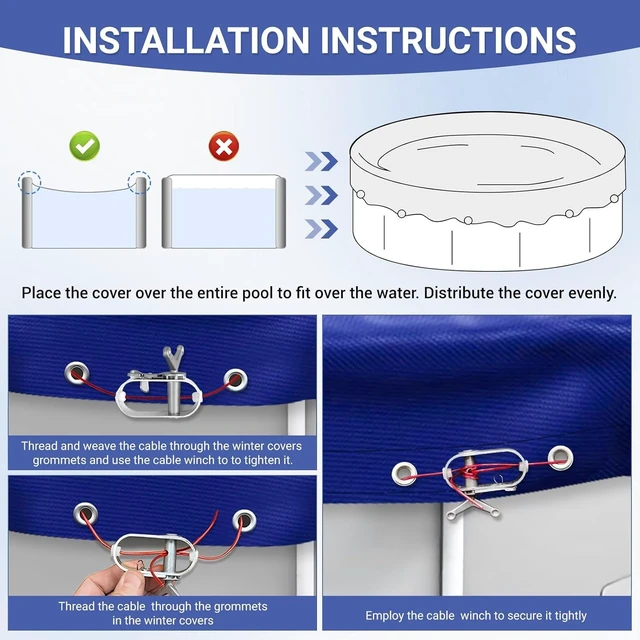 Alt view image 5 of 6 - 21 FT Round Winter Pool Cover for Above Ground Pools, Ultra Thick UV & Cold Resistant (Down to -10°F), Durable Above-Ground Pool Cover with Steel-Core Cable