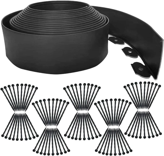 Main image of 66FT Flexible Plastic Landscape Edging 4 Inch Tall No Dig Garden Border with 100Pcs Spiral Stakes Bendable Weather Resistant Lawn Edge for Flower Beds Trees Yard Outdoor Landscaping