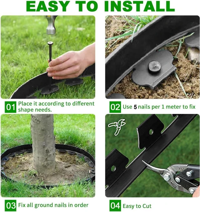 Alt view image 3 of 7 - 66FT Flexible Plastic Landscape Edging 4 Inch Tall No Dig Garden Border with 100Pcs Spiral Stakes Bendable Weather Resistant Lawn Edge for Flower Beds Trees Yard Outdoor Landscaping