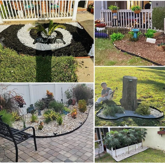 Alt view image 4 of 7 - 66FT Flexible Plastic Landscape Edging 4 Inch Tall No Dig Garden Border with 100Pcs Spiral Stakes Bendable Weather Resistant Lawn Edge for Flower Beds Trees Yard Outdoor Landscaping