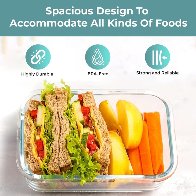 Alt view image 4 of 7 - 35-Piece Borosilicate Glass Food Storage Set, Airtight Leak Proof Meal Prep Containers with BPA-Free Lids, Oven Freezer Dishwasher Safe, Multi-Size Boxes with Bonus Condiment Cups for Kitchen Storage