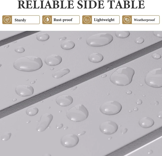 Alt view image 5 of 7 - Set of 2 Aluminum Outdoor Side Tables, Weather Rust Resistant Small Square End Table, Waterproof Light Gray Patio Coffee Table for Yard Garden Porch Deck Poolside Indoor Outdoor Use