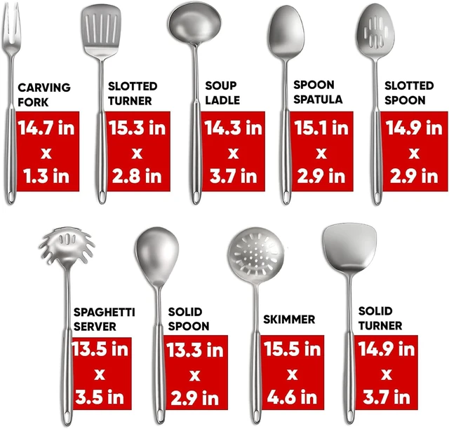 Alt view image 7 of 7 - 9-Piece 304 Stainless Steel Kitchen Utensils Set, Food Grade Rust Resistant Cooking Tools, Seamless Integrated Design with Ergonomic Handle, Dishwasher Safe Metal Kitchen Accessories for Daily Cooking