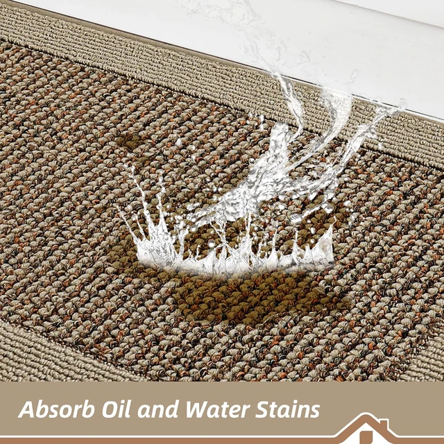 Alt view image 3 of 7 - 2-Piece Washable Kitchen Rugs Set, Non Slip Absorbent Kitchen Floor Mats, Stain Resistant Polypropylene Runner Rugs, 24"x36"+24"x60" Taupe Floor Mats for Kitchen Home Decor