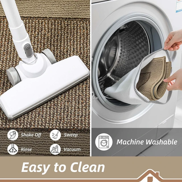 Alt view image 5 of 7 - 2-Piece Washable Kitchen Rugs Set, Non Slip Absorbent Kitchen Floor Mats, Stain Resistant Polypropylene Runner Rugs, 24"x36"+24"x60" Taupe Floor Mats for Kitchen Home Decor
