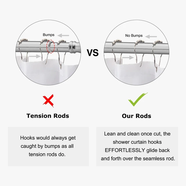 Alt view image 5 of 7 - 304 Stainless Steel Straight Shower Curtain Rod 60 Inch, Chrome Finish, OnePiece CuttoFit Permanent Wall Mount with HeavyDuty Zinc Alloy Flange, Mounting Hardware Included