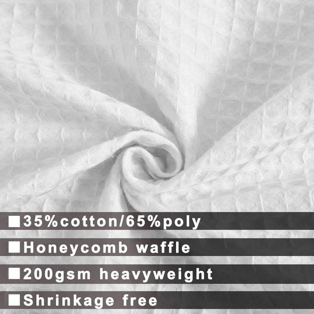 Alt view image 2 of 5 - Honeycomb Waffle Weave Shower Curtain with Snapin Fabric Liner for Clawfoot Tub, Mesh Window Top, Washable Wrap Around Curtain, 180W x 70H, White Cotton Blend