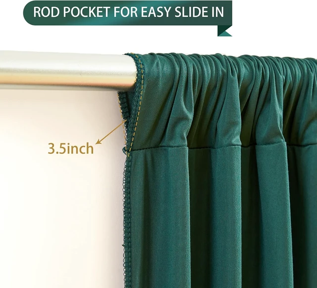 Alt view image 5 of 7 - Hunter Green Wrinkle Free Polyester Backdrop Curtains, 40 x 10FT Rod Pocket Decorative Drapes, Non-Transparent Reusable Background Curtain for Wedding Birthday Party Baby Shower Photo Booth Decoration