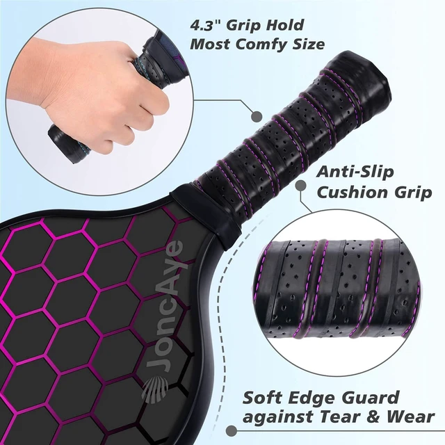 Alt view image 4 of 7 - Pickleball Paddles Set of 4 USAPA Approved Fiberglass Rackets | 4 Outdoor Indoor Balls, Racquet Bag, Overgrip Tape, Accessories for Beginners, Adults, Men, Women & Family Pickle Ball Set