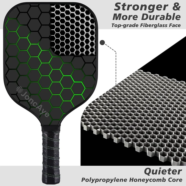 Alt view image 3 of 7 - Pickleball Paddles Set of 4 USAPA Approved Fiberglass Rackets | 4 Outdoor Indoor Balls, Racquet Bag, Overgrip Tape, Accessories for Beginners, Adults, Men, Women & Family Pickle Ball Set