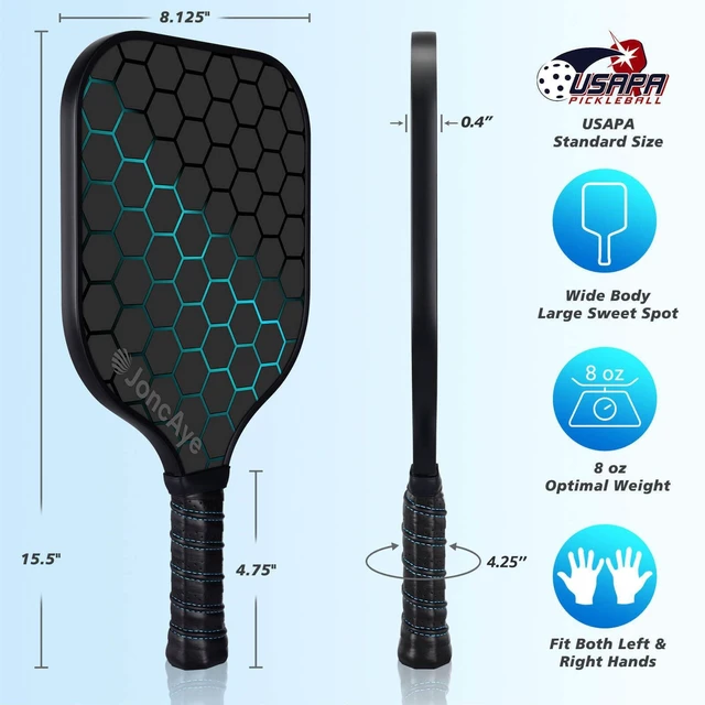 Alt view image 5 of 7 - Pickleball Paddles Set of 4 USAPA Approved Fiberglass Rackets | 4 Outdoor Indoor Balls, Racquet Bag, Overgrip Tape, Accessories for Beginners, Adults, Men, Women & Family Pickle Ball Set
