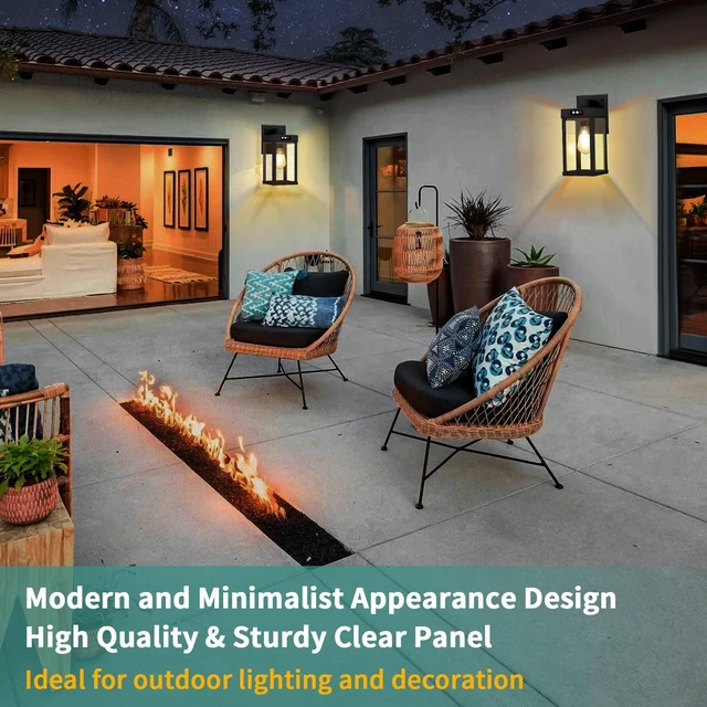 Alt view image 4 of 6 - Solar Wall Lights Outdoor with Motion Sensor, 3 Modes, Dusk to Dawn | Waterproof Solar Porch Light with Clear Panel for Garage Porch Yard Front Door 5.8 x 5.8 x 13.58 in