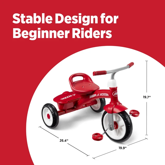 Alt view image 3 of 7 - Red Rider Trike, for Ages 2.5-5, Toddler Tricycle | Quiet Ride Wheels, Comfort Grip Handlebars, Easy Carry Seat Handle, Covered Storage Bin, (Amazon Exclusive)
