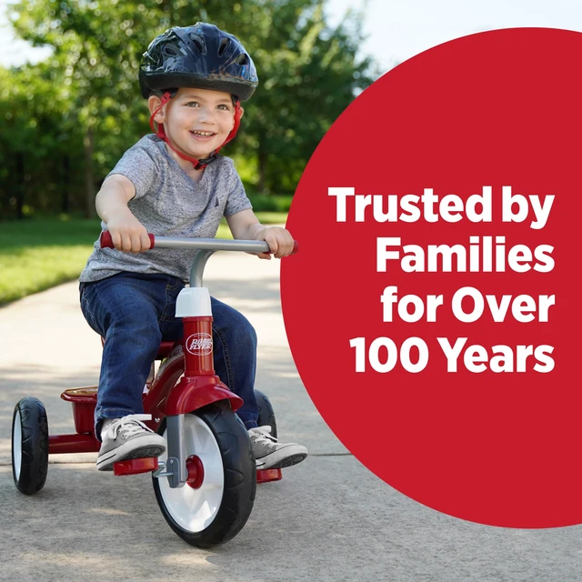 Alt view image 4 of 7 - Red Rider Trike, for Ages 2.5-5, Toddler Tricycle | Quiet Ride Wheels, Comfort Grip Handlebars, Easy Carry Seat Handle, Covered Storage Bin, (Amazon Exclusive)