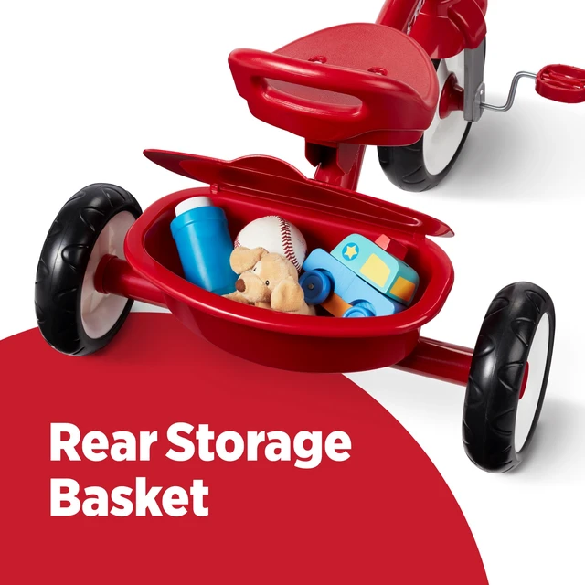Alt view image 5 of 7 - Red Rider Trike, for Ages 2.5-5, Toddler Tricycle | Quiet Ride Wheels, Comfort Grip Handlebars, Easy Carry Seat Handle, Covered Storage Bin, (Amazon Exclusive)