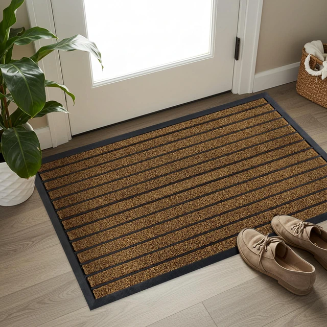 Main image of Extra Durable Door Mat Outside Entrance (47" x 32", Bright Brown) | Dirt Trapping ,Non-Slip Backing, Indoor or Outdoor Use, Welcome Mat, Low Profile, Natural Rubber, Stain Fade Resistant