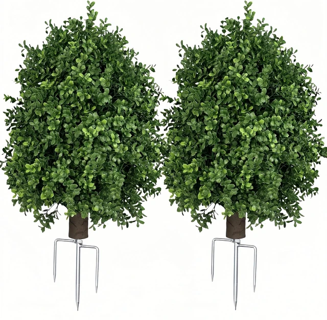 Main image of Boxwood Topiary Bush Artificial Shrubs for Outdoors, Artificial Boxwood Topiary Ball Tree, UV Resistant Evergreen for Front Porch, Garden, Yard & Balcony Decor