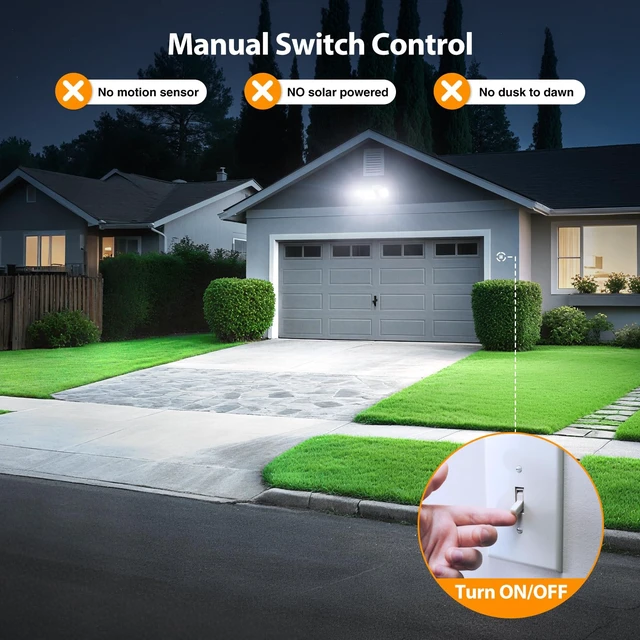 Alt view image 6 of 7 - 150W LED Security Light, 15000LM Outdoor Flood Light Switch Controlled, IP65 Waterproof LED Exterior Floodlight, 6500K White Wall Mount Security Lighting for Entryway, Garage, Yard, Eave