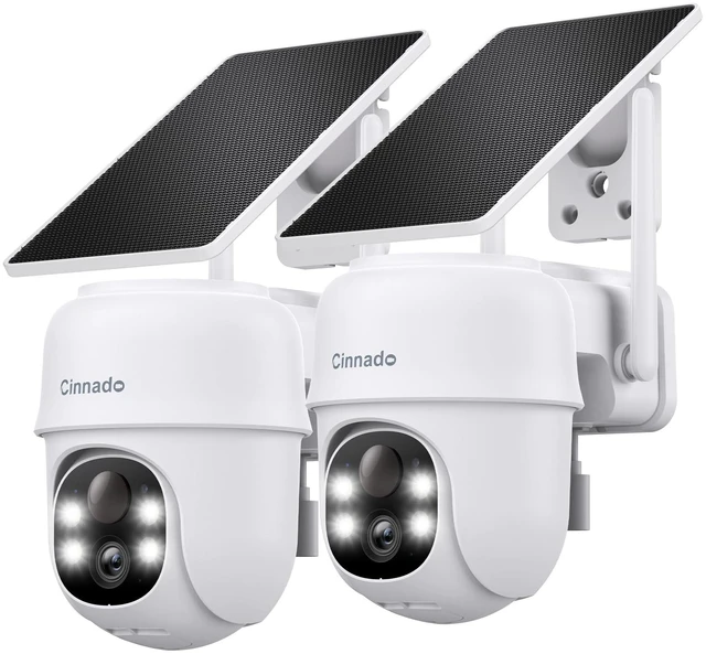 Main image of 2K Solar Wireless Outdoor Cameras for Home Security White B6 2Pack | 2.4Ghz Wi-Fi Security Camera with Auto Tracking for Farms/Garages, AI Detection, Spotlight Color Night Vision, Instant Alerts