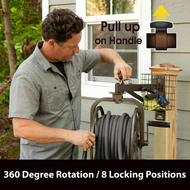 Alt view image 2 of 6 - 712 Single Arm Navigator Multi-Directional Garden Hose Reel, Holds 125-Feet of, 5/8-Inch, Bronze