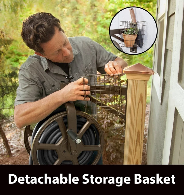 Alt view image 3 of 6 - 712 Single Arm Navigator Multi-Directional Garden Hose Reel, Holds 125-Feet of, 5/8-Inch, Bronze