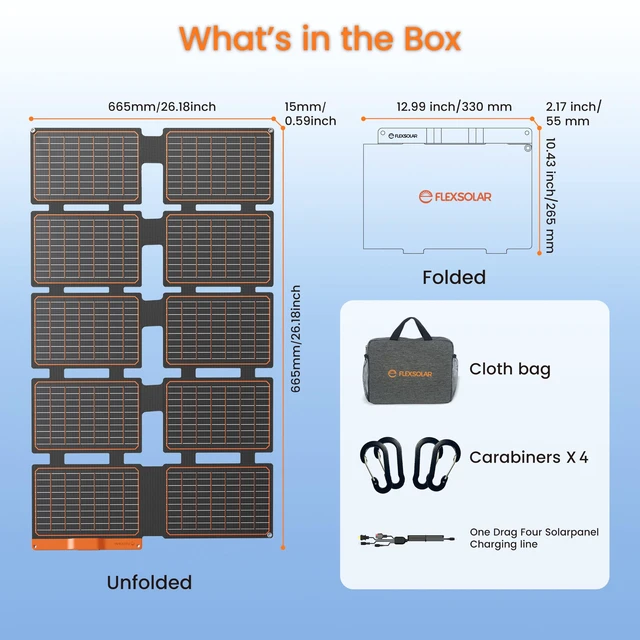 Alt view image 3 of 7 - 100W Foldable Portable Solar Panel Charger IP67 Waterproof | with PD3.0 USB-C, QC3.0 USB-A & DC Ports; Emergency Power for Power Station, Phones, Power Banks Camping Outdoor Use
