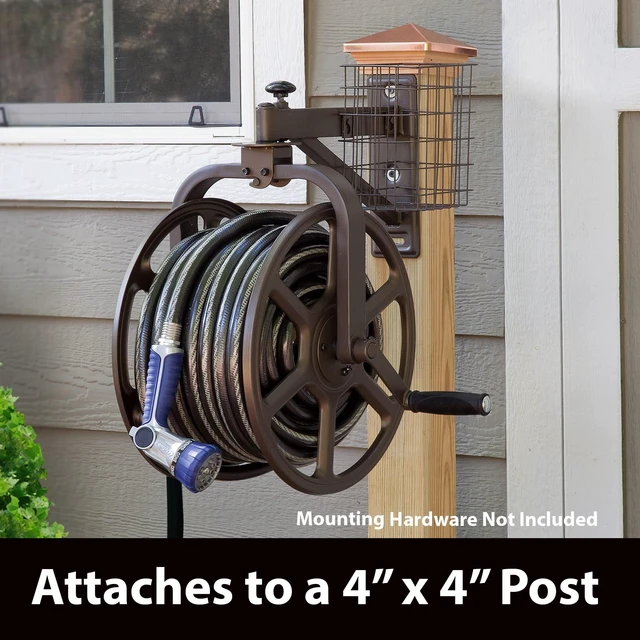 Alt view image 4 of 6 - 712 Single Arm Navigator Multi-Directional Garden Hose Reel, Holds 125-Feet of, 5/8-Inch, Bronze