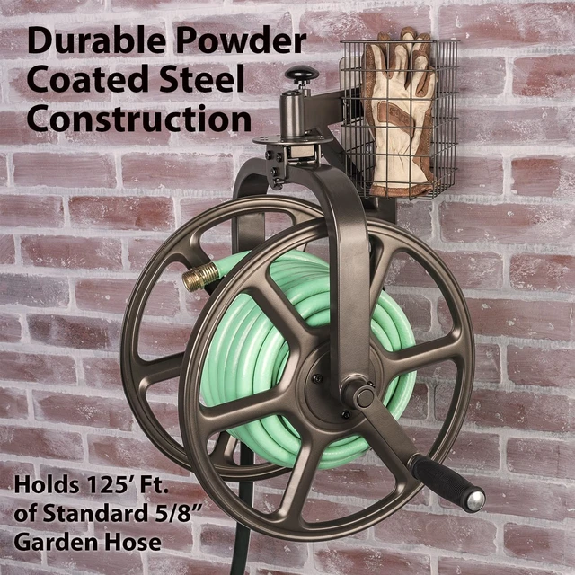 Alt view image 6 of 6 - 712 Single Arm Navigator Multi-Directional Garden Hose Reel, Holds 125-Feet of, 5/8-Inch, Bronze
